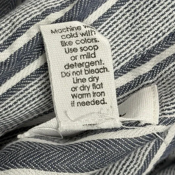 Japna Blue/White Striped Cotton Shirt Dress Size Medium Pockets Vacation Beach - Picture 6 of 7